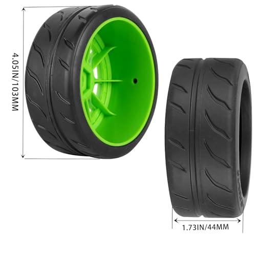 RC Rubber Wheels RC Tires for 1/7 Infraction 6S BLX,1/8 Typhon 6S BLX,Limitless,Highway Wheels Soft Tires Truck Tire Highway Tires,4PCS Green - color: Green(4pcs)