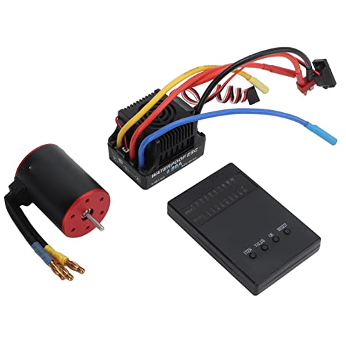 3650 3900KV Brushless Motor with 80A ESC Set, Waterproof Brushless Motor and ESC Combo, High Performance CNC Aluminum Alloy Cooling System for 1/10 1/8 RC Car Truck Off Road Vehicl