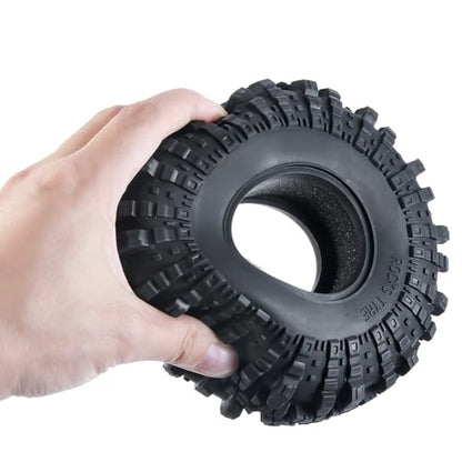 Rubber 2.2" Crawler Wheel Tires for Axial Wraith RR10 SCX10 TRX4 | Upgrade for 1/10th RC Crawler Car,With 4PCS Foam Insert