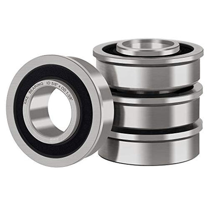 XiKe 4 Pack Flanged Ball Bearings 5/8" x 1-3/8" x 1/2". Be Applicable Lawn Mower, Wheelbarrows, Carts & Hand Trucks Wheel Hub. Replacement for JD AM118315, AM35443, Stens 215-038, 215-061 Etc. | Fits Lawn Mower, Wheelbarrows, Carts & Hand Trucks Wheel. Re