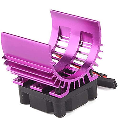 Purple Alloy RC Electric Motor Heat Sink Heatsink with 5V Cooling Fan for 18 110 RC Car Truck Buggy Crawler 540 550 3650 Size Brushless Engine Motor (AJF01001151Hp)