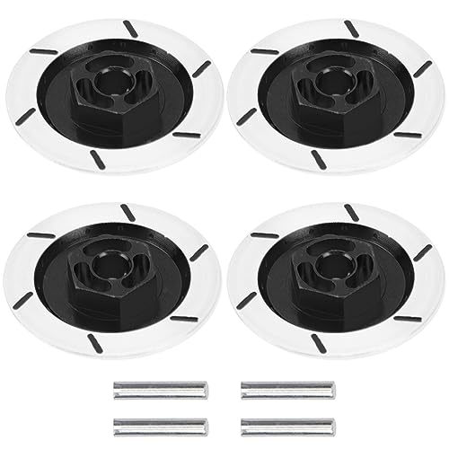 4Pack Vgoohobby Aluminum Alloy RC 12mm Hex Hub Wheel Rim Brake Disc Compatible with HSP HPI Traxxas Tamiya 1/10 On-Road Racing Model Car (Black) - color: Black