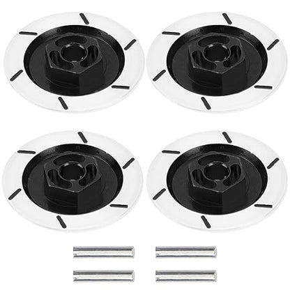 4Pack Vgoohobby Aluminum Alloy RC 12mm Hex Hub Wheel Rim Brake Disc Compatible with HSP HPI Traxxas Tamiya 1/10 On-Road Racing Model Car (Black) - color: Black