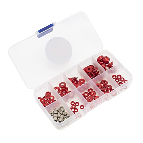 Colorful Washers and Nuts Set for RC Cars - 125 Pieces, Red
