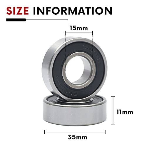 10 PCS 6202-2RS Double Rubber Sealed Bearings 15x35x11mm, Deep Groove Ball Bearings 15x35x11mm, Deep Groove Ball Bearing ABCE-3 Pre-Lubricated, Chromium Bearing Steel (6202-2RS, 10) - size: 6202-2RS