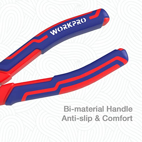 WORKPRO 7-Inch Diagonal Pliers in CRV Steel for Cutting Wires, Bi-material Handle Comfort Grip - style: 7-inch