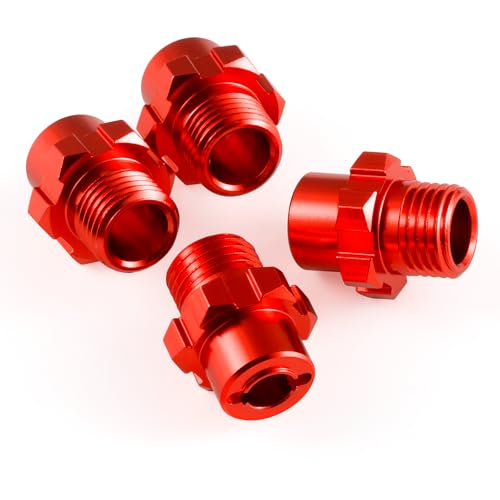 4Pcs Aluminum Alloy RC Hex Combiner Wheel Hex Hub Adapter, Red | Upgrades, For 1/8 Tra-xxas Jato VXL 2S, RC Monster Trucks - color: Red