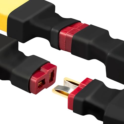 XT90 to T Plug Adapter, 4PCS Industrial-Grade Connector (2 XT90 Male to T Female & 2 XT90 Female to T Male) for High Current 6S+ LiPo Battery, FPV Drone, RC Car, ESC (150A) -40°F to 257°F