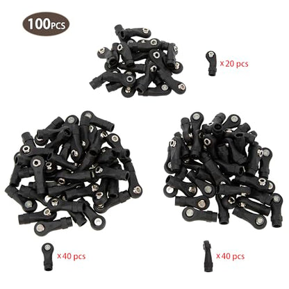 MEUS RACING 100Pcs M4 Plastic Rod Ends Nylon Link Ball Ends for 1/10 SCX10 TRX4 RC Car Upgrade Parts (Section B)