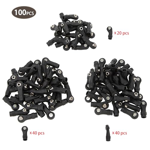 MEUS RACING 100Pcs M4 Plastic Rod Ends Nylon Link Ball Ends for 1/10 SCX10 TRX4 RC Car Upgrade Parts (Section B)