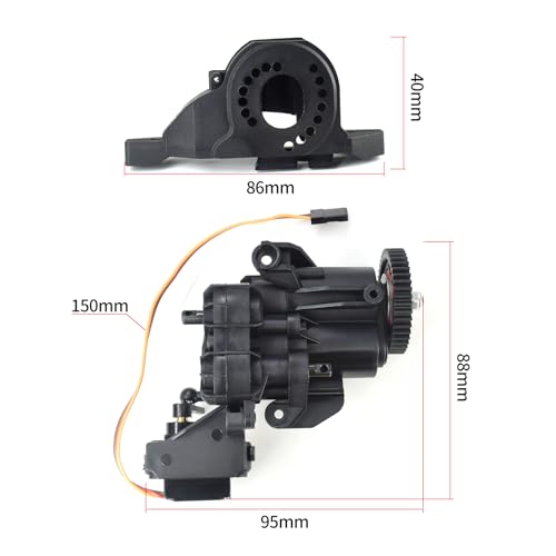 Metal 2 Speed Transmission Gearbox with Internal Gears Set for Traxxas 1/10 TRX-4 TRX-6 RC Crawler Car Upgrade Parts(Black)