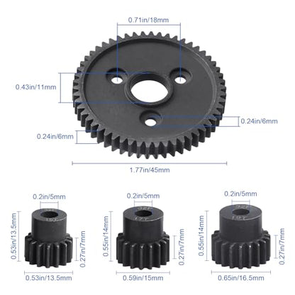 RC Metal Steel 54T 32P Spur Gear with 15T/17T/19T Pinions Gear Set Replace 3956 for Traxxas Slash 4x4 4WD/2WD/VXL Rally/Stampede 4x4 VXL/Summit/E-REVO/T-Maxx/Rustler 4X4 VXL