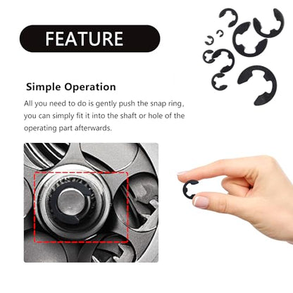 400PCS Car E Clips Assortment Kit,Alloy Steel Car Retaining Rings with 10 Size (M1.5 M2 M3 M4 M5 M6 M7 M8 M9 M10),External Snap Rings Assortment Kit Cars Accessories