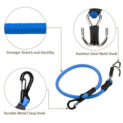 2pcs 280mm Elastic Strap Escape Rope Kinetic Winch Strap with Rescue Trailer Hook for 1/18 1/24 RC Crawler Car TRX4M High Trail SCX24 FCX24 (Blue) - color: Blue