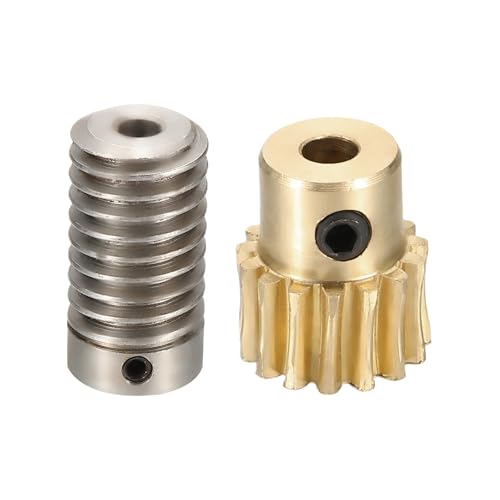 uxcell Worm Gear Set 15T 0.8 Module 1:15 Reduction Rate, Right Rotation Drive Gear Box Wheel Reduce Transmission Part (Brass Gear-4mm Bore, 1045 Steel Rod 5mm Bore) - size: Gear-4mm, Rod-5mm Bore, style: 0.8M-15T