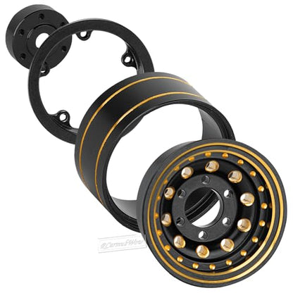 1.0 Beadlock Wheels and Tires for 1/24 1/18 RC Crawler Car SCX24 TRX4M,Brass 1.0 Beadlock Wheels 1.0 Beadlock Tires Set Soft Sticky 1.0 Mud Tires,4pcs