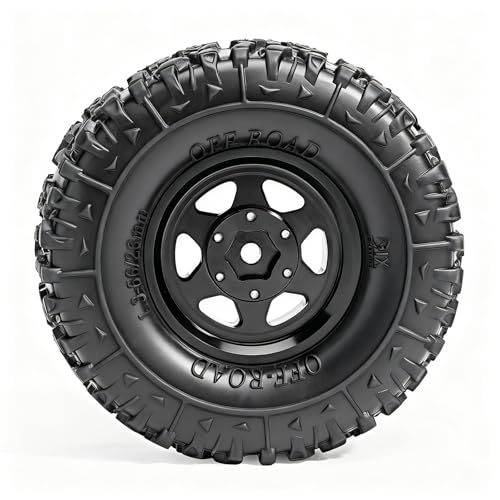 1.3” Aluminum Beadlock Wheels & Mud Terrain Tires Set for 1/18 1/24, -6.0mm Offset RC Crawler Car Fits TRX4M, Axial SCX24 AX24, Redcat Ascent-18, FCX24, 66 x 26mm, Pre-Assembled 4 pcs Black - color: Black