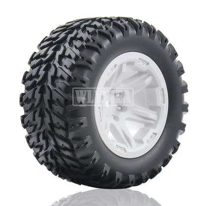 4PCS RC Truck Tires Set 12mm Hex Hub Plastic Wheel Rim Compatible with 1/12 LOSI LMT 4WD Solid Axle Monster Truck 1/12 1/14 1/16 TRAXXA,REDCAT RC Racing Truck - color: White 1