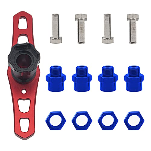 Metal 12mm to 17mm Wheel Hex Adapter Adaptor Converter & 17mm Wheel Hex Wrench & 12mm to 17mm Wheel Hex Drive Hub Adapter 15mm Offset Extension