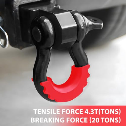 2 Pack D Ring Shackles 3/4" Shackle 41,887Ibs Break Strength - Heavy Duty Clevis Shackles with 7/8" Screw Pin and Isolator Washer Kit for Tow Strap Winch Off Road Vehicle Recovery, Black - color: BLACK-S
