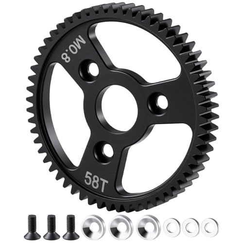 Carbon Steel 58T Spur Main Gear 32P 0.8M for 1/10 Tra-xxas Slash | Platinum Rustler Stampede 4x4 VXL 2WD Jato Rally E-REVO Summit T-Maxx - size: 58T