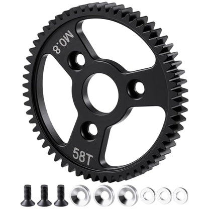 Carbon Steel 58T Spur Main Gear 32P 0.8M for 1/10 Tra-xxas Slash | Platinum Rustler Stampede 4x4 VXL 2WD Jato Rally E-REVO Summit T-Maxx - size: 58T