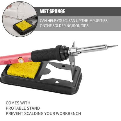 Soldering Iron Kit, 60W Soldering Iron with 5pc Interchangeable Tips, 10-in-1 Adjustable Temperature Solder Welding Tools, Fast Heating, Electronic Repair, 110V - color: 60w 10-in-1 New