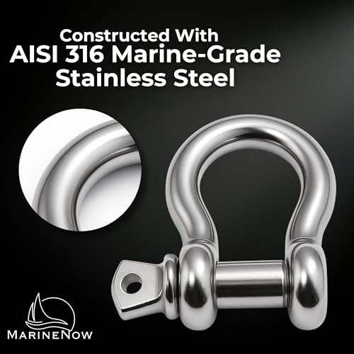 316 Stainless Steel Bow Shackle with Oversized Screw Pin, Marine-Grade Hardware for Anchor Lines, Towing, Dinghies, Canoes, Trailers, Utility Tie-Downs & Off-Road Recovery - size: 1/4" with 5/16" Pin .55T WLL, style: 05-Pack