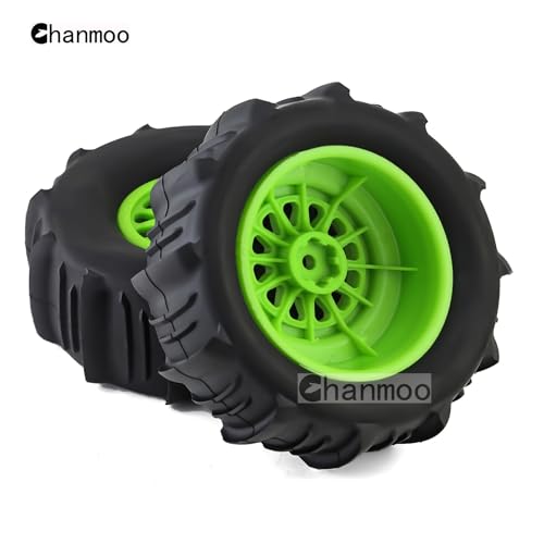 1/7 1/8 RC Short Course Truck Car Tires and Wheels Rims 17mm Hex Snow Sand Buggy Desert Tyres with Foam Insert for 1:7 Scale RC Off Road Truck Car TRAXXAS UDR 85086-4 4Pcs (A Green) - color: A Green