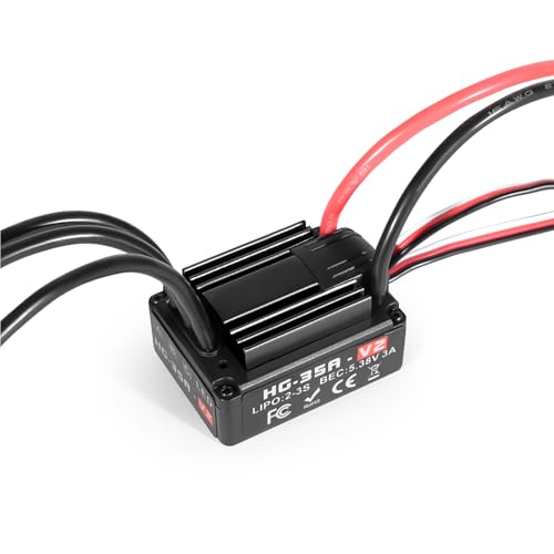 RiToEasysports Brushless ESC, Waterproof and Compatible for 1/10 RC Crawler Cars, Black T Plug Electronic Speed Controller for Off-Road Enthusiasts and Wet Terrain Crawling - color: Black T Plug