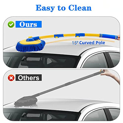 Mveqrrn Scratch-Free Car Wash Brush, Extendable Long Handle Mop (Blue) | Chenille car wash mop accessories, cleaning brush supplies, microfiber replacement head, for cars trucks RV - color: Blue-002