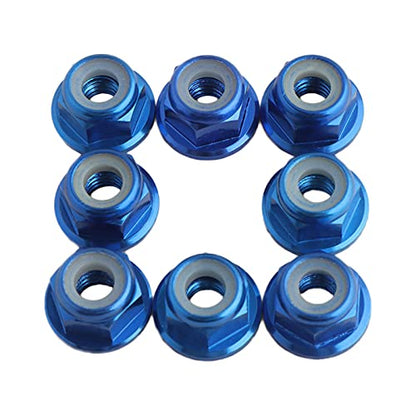 8PCS Flange M4 Lock Nuts Serrated Nylon Self-Tightening Aluminum M4 Wheel Hardware for Axial HPI TLR ECX Model RC Car Vehicles Upgraded Replacement Parts (Dark Blue) - color: Dark Blue