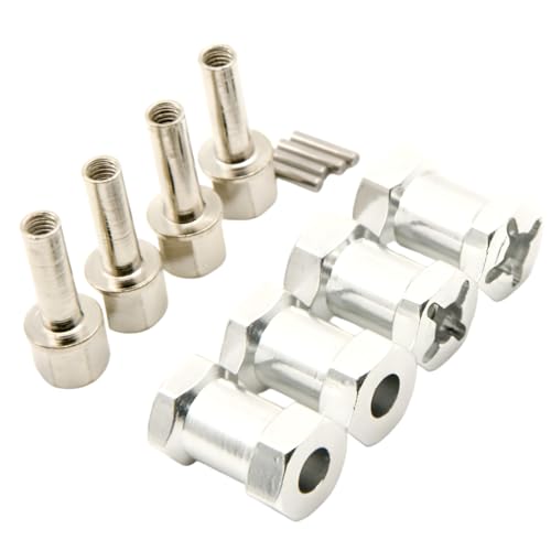 RC 12mm Wheel Hex Drive Hubs Combiner Coupler Aluminum 15mm/20mm/25mm/30mm Offset Extension Longer Combiner Drive Adapter for 1/10 Axial SCX10 Wraith RC Car Upgrade Parts (Silver - 20mm) - color: Silver - 20mm