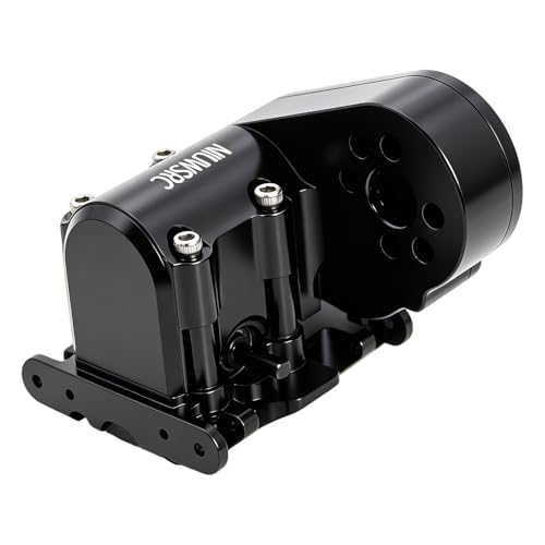 Aluminum SCX30 Transmission Assembled Gearbox with Skid Plate & Steel Gears for Axial 1/30 RC Crawler scx30 Bronco Wrangler JLU K10 Upgrade(Black) - color: Black