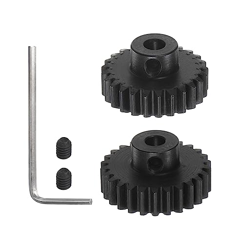 HARFINGTON Mod 1 M1 Pinion Motor Gear Set 2pcs 25T 26T Fit 5mm RC Motor Shaft M1 Pitch Gears for RC Car, with Hex Key - style: 25T 26T