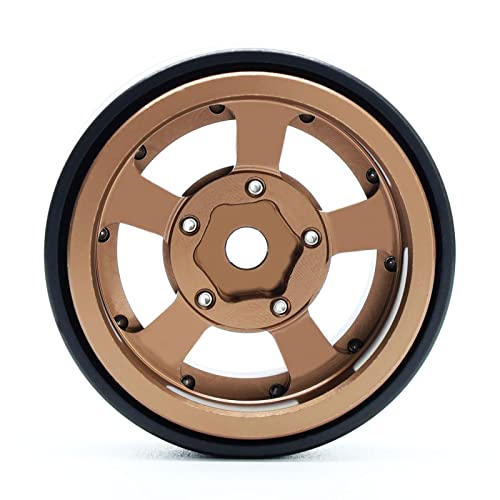 MRC 1.0 Beadlock Wheel 4PCs CNC Aluminum Wheels Rims Upgrade for 1/24 RC Crawler Car Axial SCX24 C10 Jeep Betty (Bronze-Black) - color: Bronze-Black