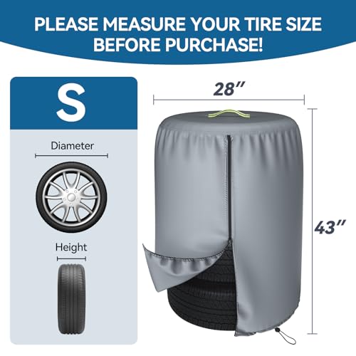 Durable 600D Tire Storage Bag,Large Tyre Dust Protective Cover with Waterproof Zipper, Spare Stack Storage Tire Cover for Indoor/Outdoor Use,Universal Fits Trucks,SUV,Jeep,Car,Trailer,RV,Camper Wheels - size: 32 inch Diameter, 47 inch Height