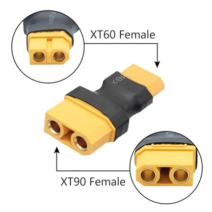 3Pcs XT60 to XT90 Converter Plug, no Wire Adapter Battery Connector Plug | XT60 Female to XT90 Female Battery Adapter Plug, Plug and Play, for RC Lithium Battery or Plug Converter - style: XT60 Female to XT90 Female - 3Pcs