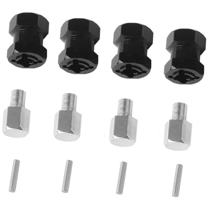 ShareGoo 4PCS 12mm Aluminum Wheel Hex Hub 15mm Offset Extension Hex Drive Adapter Combiner Coupler Conversion Compatible with 1/10 RC Crawler Axial Scx10 CC01 Jeep Wrangler D90 Wraith,Black