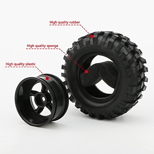1/10 Buggy Tires 4PCS 12mm Hex 96mm Off-Road RC Wheel | 1/10 Buggy Tire & 5-Spoke Rim Set, 2-piece for Custom Tread/Width, Easy Clean, Replaceable, Durable Off-Road for HSP