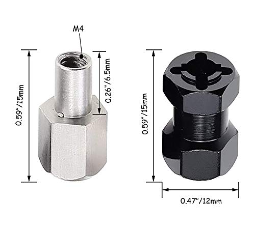 Aluminum 12mm Wheel Hex Hub with 15mm Offset Extension for SCX10 | Hex Drive Adaptor for 1/10 RC Crawler Axial SCX10 SCX10 II D90 Repairing and Upgrading