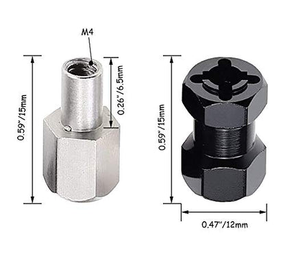 Aluminum 12mm Wheel Hex Hub with 15mm Offset Extension for SCX10 | Hex Drive Adaptor for 1/10 RC Crawler Axial SCX10 SCX10 II D90 Repairing and Upgrading
