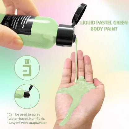 Go Ho Pastel Green Face Body Paint,Pastel Green Makeup Water Based Face Paint and Body Paint for Airbrush Makeup Special FX, Cosplay, and Halloween Make up - color: Pastel Green