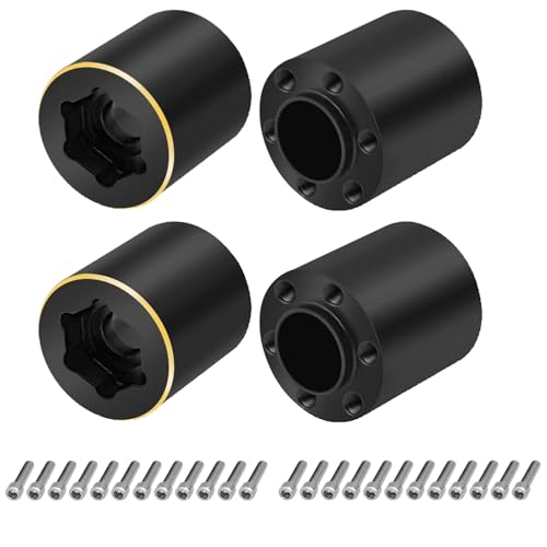 4Pcs RC Brass Weights 22mm Extended Wheel Hub Adapters for 1.9/2.2inch Beadlock Wheel Rim Widen Adapter Axial SCX10 90046 TRX4 Wraith Gen7 Gen8 D90 CC01 1/10 RC Crawler (22mm) | RC Brass Weights 12mm Hex Hub Extended Adapters Compatible with Axial SCX10 9