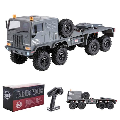 1/18 CR18P Terranaut 8x8 RC Crawler, 8WD Rock Truck with Active-AWS All-Wheel Steering, 2-Speed Transmission, Remote Winch & Portal Axles, Metal Gears Off-Road RC Car for Adults Collectors (Gray) - color: Gray