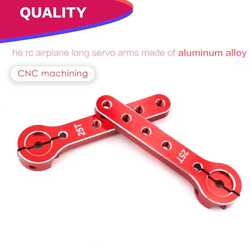 25T Metal Servo Arm 56mm for 30-100CC Balsa Airplanes 1/10 RC(2PCS Red) | Extension Servo Horn for 1/10 Car Boat Futaba HSP Wltoys Axial SCX10 Parts,CNC Machining - color: 2pcs Red