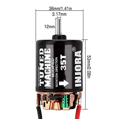 INJORA 540 Brushed Motor 35T Waterproof Motor for 1/10 RC Cralwer Car Axial SCX10 Pro SCX10 AXI03007 90046 TRX4 D90 Monster Truck （35T） - size: 35T
