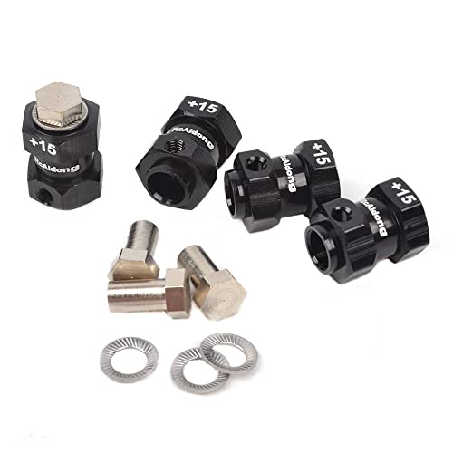 RC 15MM Extension Adaptor Wheel HEX Hub 12MM Upgrade Length for Traxxas Trx4 TRX-4 Upgrade Accessories (Black)
