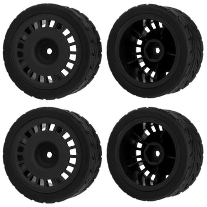 2.59" Rubber Tires & Nylon Wheel Rims 12mm Hex Hub Compatible with HSP Tamiya HPI Kyosho Redcat ExceedRC 1/10 On-Road Touring Car,WLtoys 1/14 144001 RC Buggy (Black) - color: Black