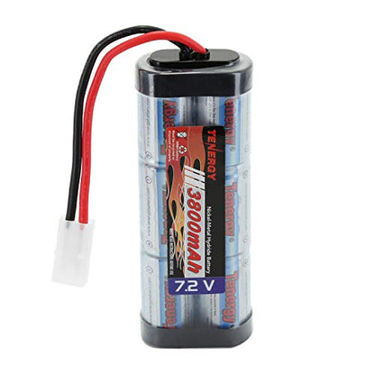 Tenergy 7.2V Battery Pack for RC Car, High Capacity 6-Cell 3800mAh NiMH Flat Battery Pack, Replacement Hobby Battery with Standard Tamiya Connector - size: 1 Pack
